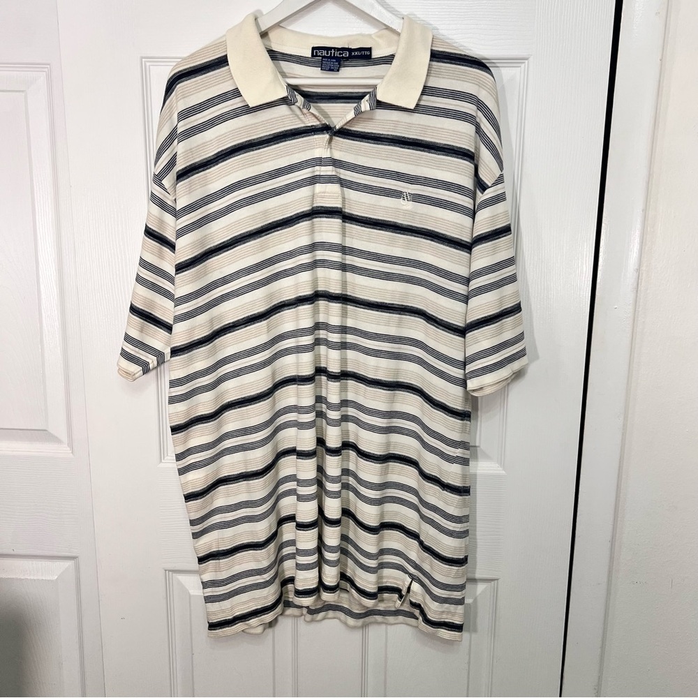 Nautica Men's Striped Polo Shirt - Black and White